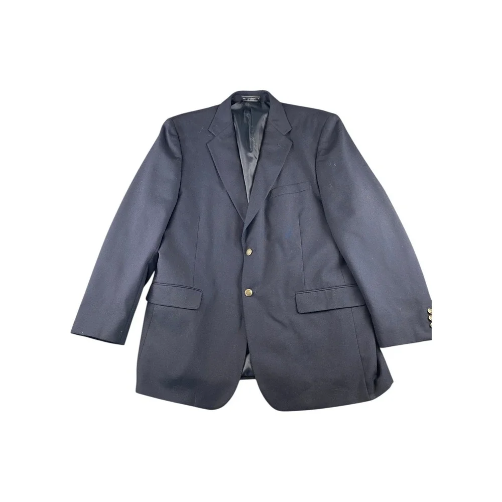 Meeting Street Navy Wool Blend Blazer 46‎ Long Mens Classic Fit Gold Buttons